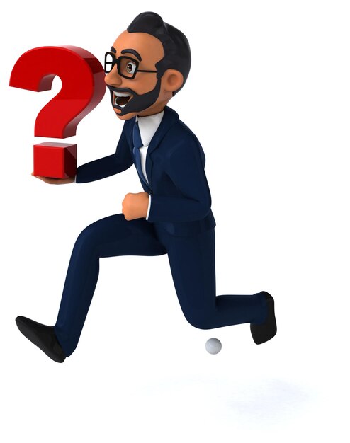 インドのビジネスマンの楽しい3D漫画イラスト