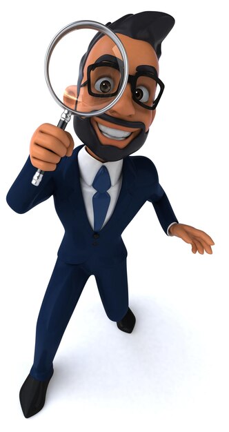 Fun 3D cartoon illustration of an indian businessman