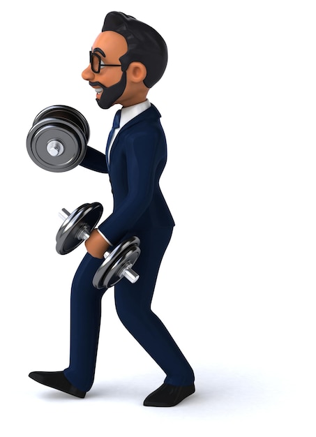 Fun 3D cartoon illustration of an indian businessman