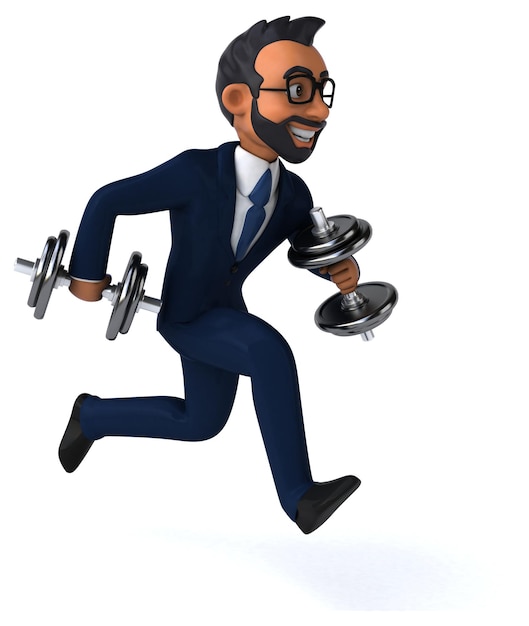 Fun 3D cartoon illustration of an indian businessman