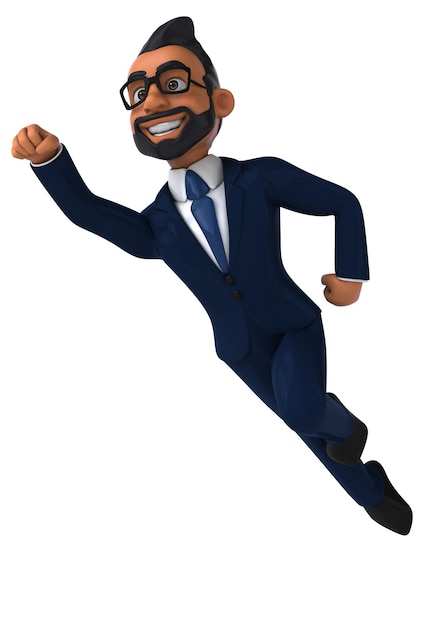 Fun 3D cartoon illustration of an indian businessman