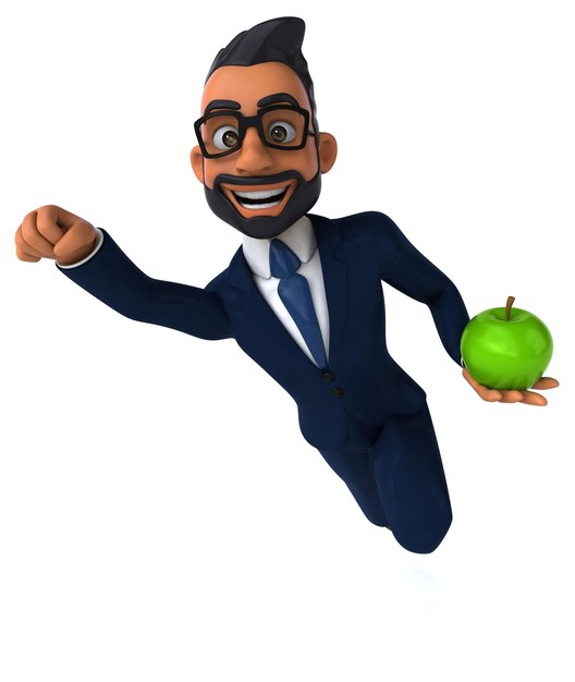 Fun 3D cartoon illustration of an indian businessman