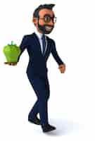 Foto gratuita divertente cartone animato 3d illustrazione di un uomo d'affari indiano