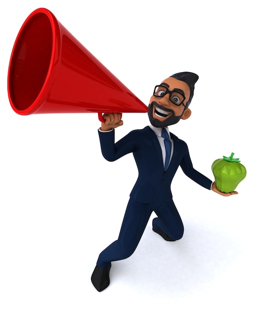 Free photo fun 3d cartoon illustration of an indian businessman