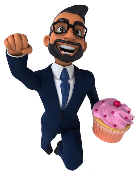 Fun 3D cartoon illustration of an indian businessman