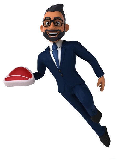 Fun 3D cartoon illustration of an indian businessman