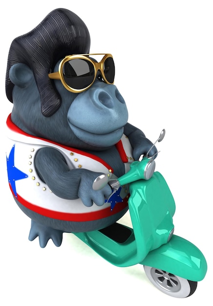 Бесплатное фото Забавная 3d-мультяшная иллюстрация гориллы-рокера