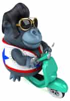 Free photo fun 3d cartoon illustration of a rocker gorilla