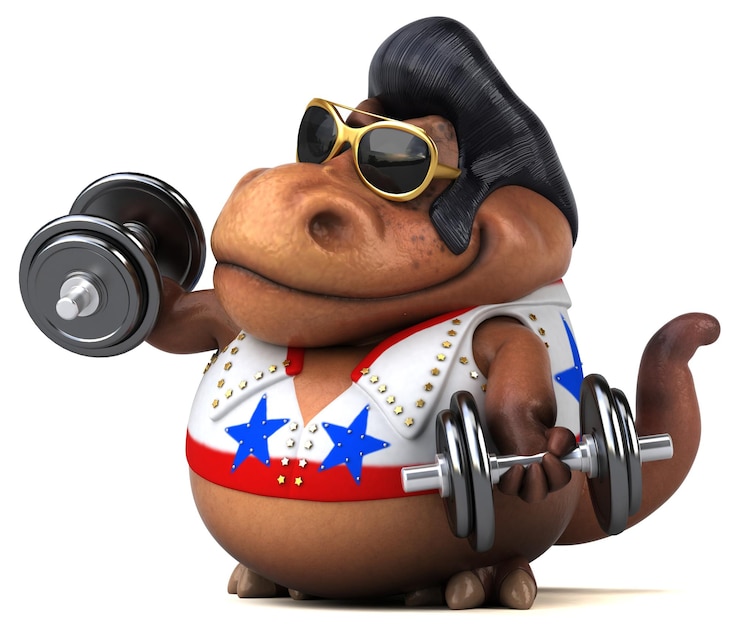 Free Photo fun 3d cartoon illustration of a trex rocker