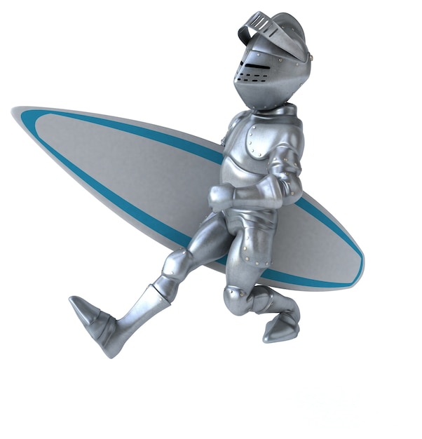 Fun 3D cartoon knight surfing