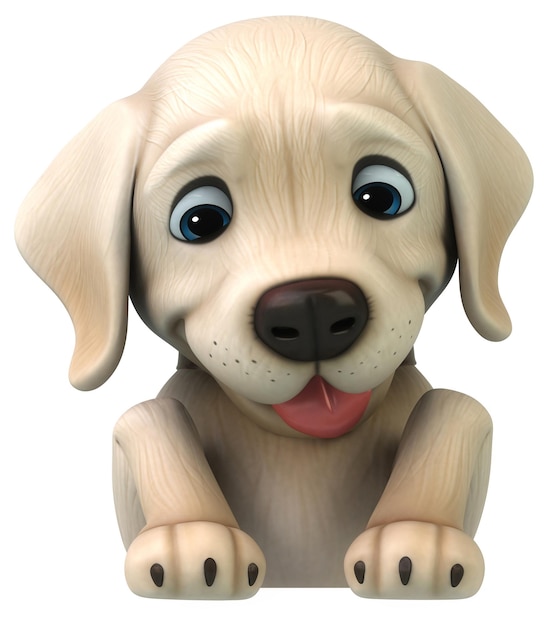 Fun 3D cartoon white Labrador retriever