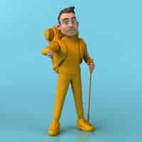 Бесплатное фото Забавный 3d мультяшный желтый персонаж