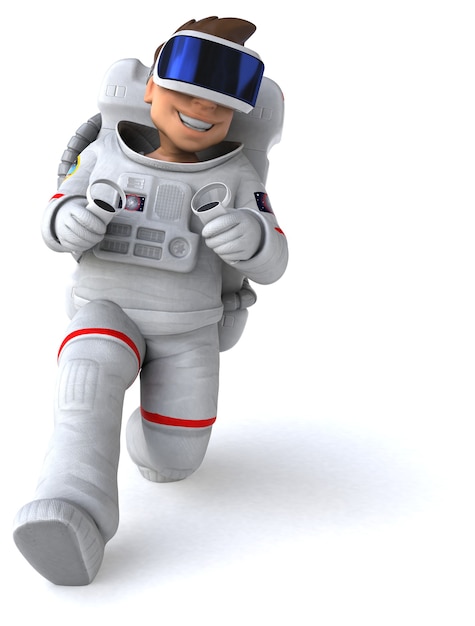 Fun 3D Illustration of an astronaut with a VR Helmet