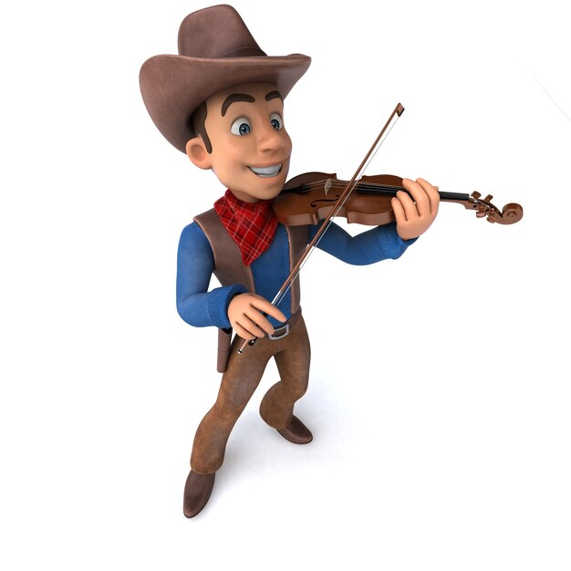 Fun 3D illustration of a cartoon cowboy