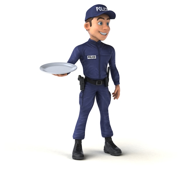 Fun 3d illustration of a cartoon police officer