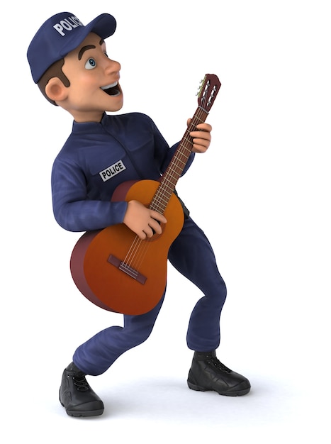 Fun 3D illustration of a cartoon Police Officer