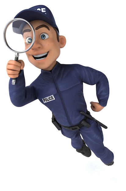 Fun 3D illustration of a cartoon Police Officer