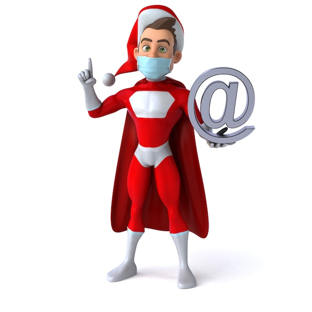 Fun 3D illustration of a cartoon Santa Claus with a mask