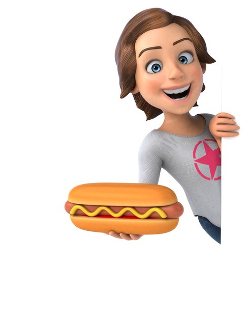 Fun 3D illustration of a cartoon teenage girl