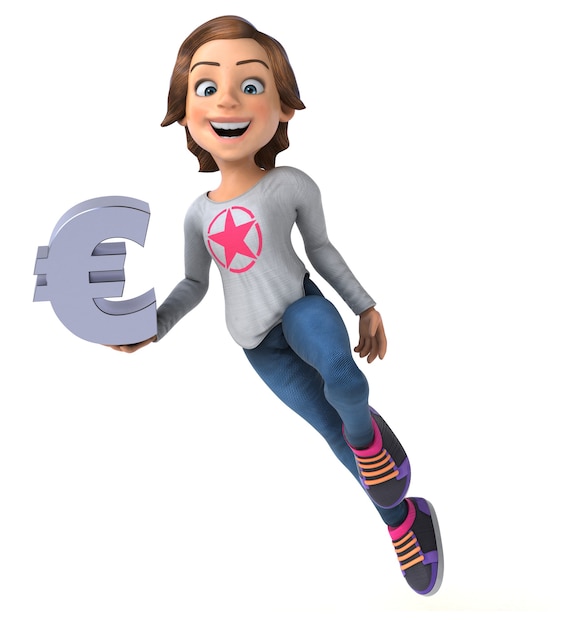 Free photo fun 3d illustration of a cartoon teenage girl