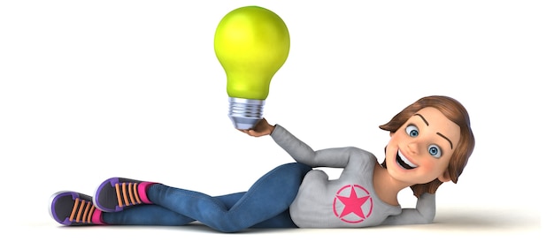 Fun 3D illustration of a cartoon teenage girl