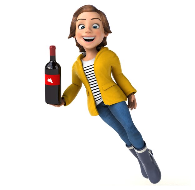 Fun 3D illustration of a cartoon teenage girl