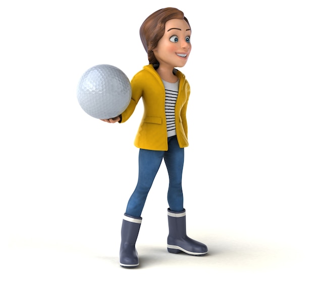 Fun 3D illustration of a cartoon teenage girl