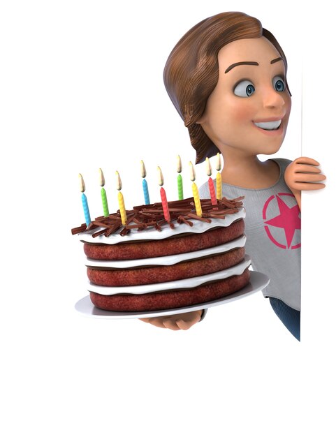 fun 3d illustration of a cartoon teenage girl