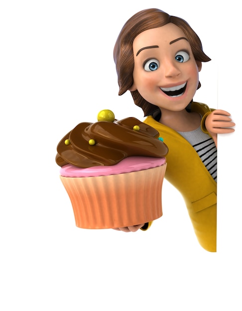 Fun 3D illustration of a cartoon teenage girl