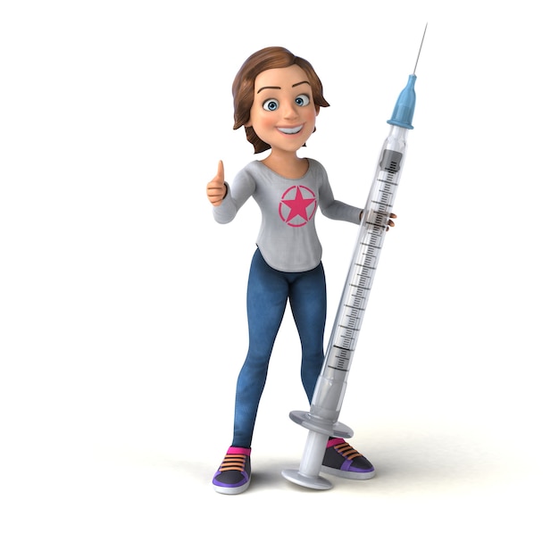 Fun 3D illustration of a cartoon teenage girl