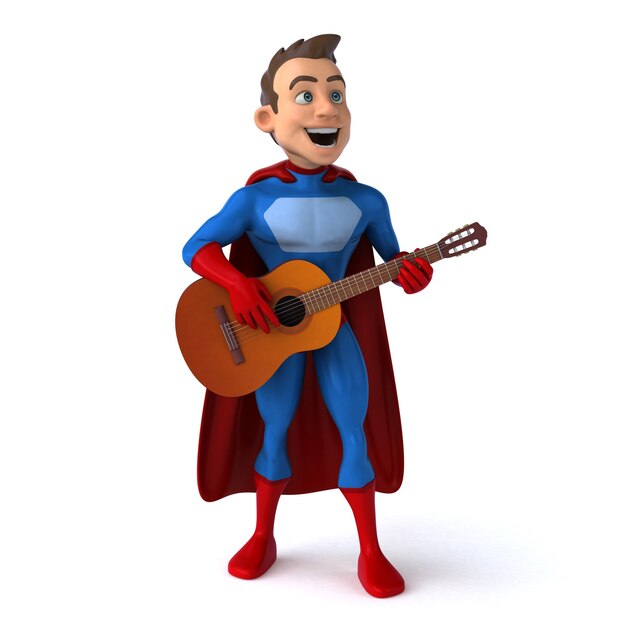 Fun 3D illustration of a fun superhero