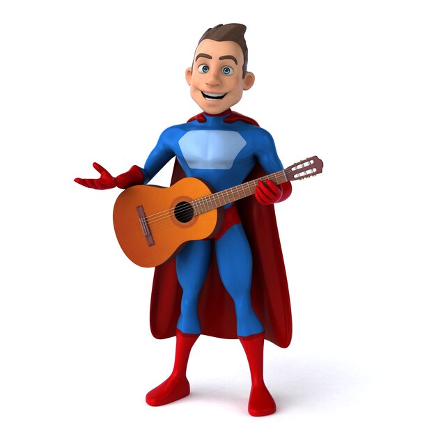 Fun 3D illustration of a fun superhero