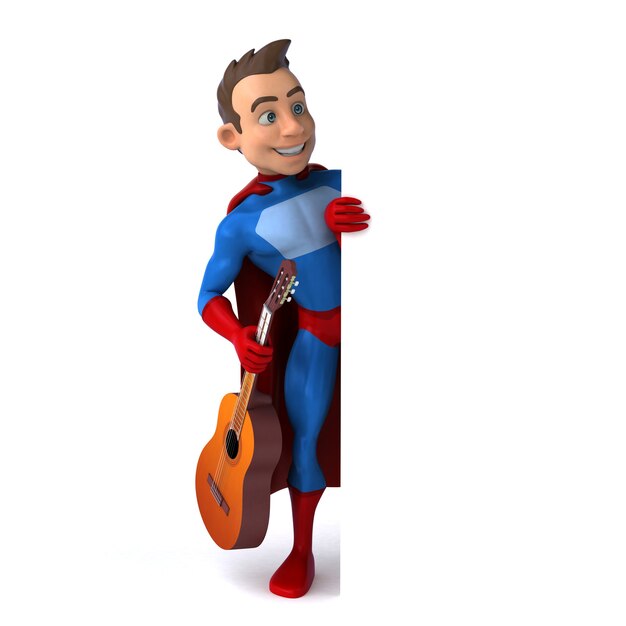 Веселая 3D иллюстрация забавного супергероя