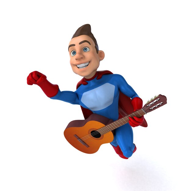 Fun 3D illustration of a fun superhero