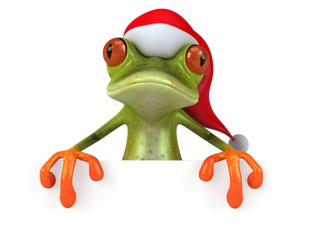 산타 개구리의 재미있는 3d 일러스트