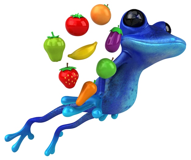재미있는 파란색 개구리 - 3d 일러스트레이션
