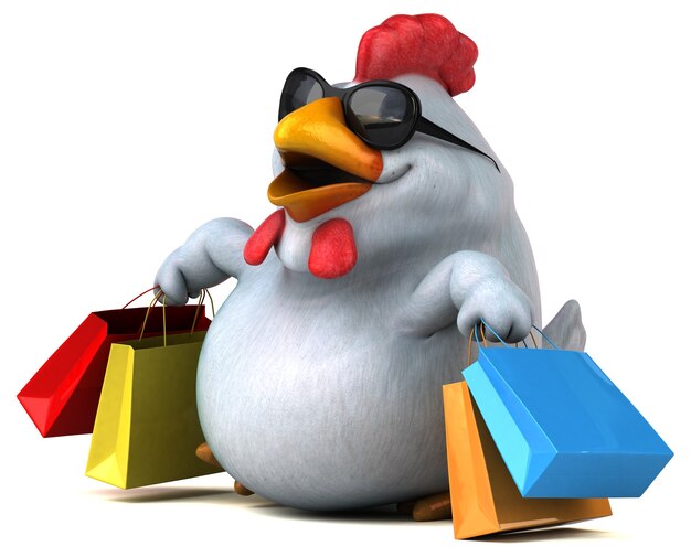 Fun chicken - 3D Illustration