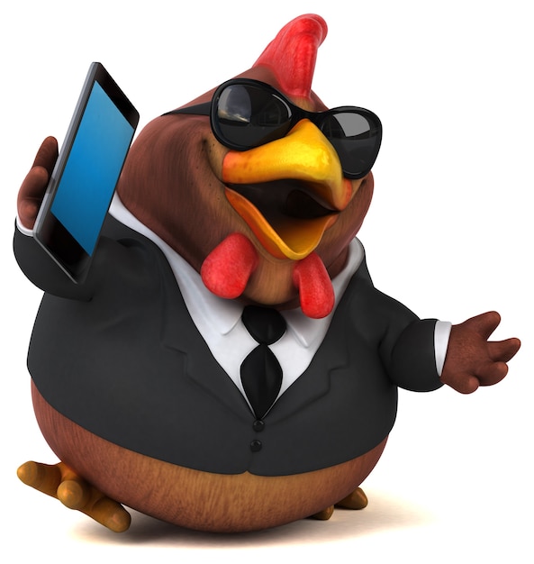 Fun chicken - 3D Illustration