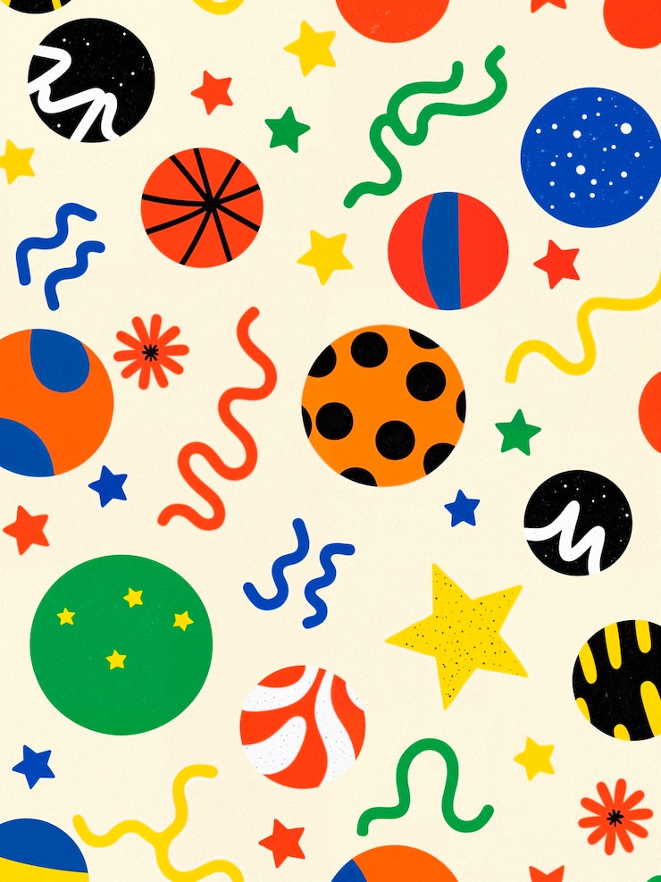 Free Photo fun, colorful, and modern art pattern with vibrant geometric shapes