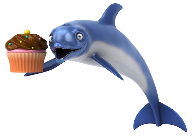 Fun dolphin 3D Illustration