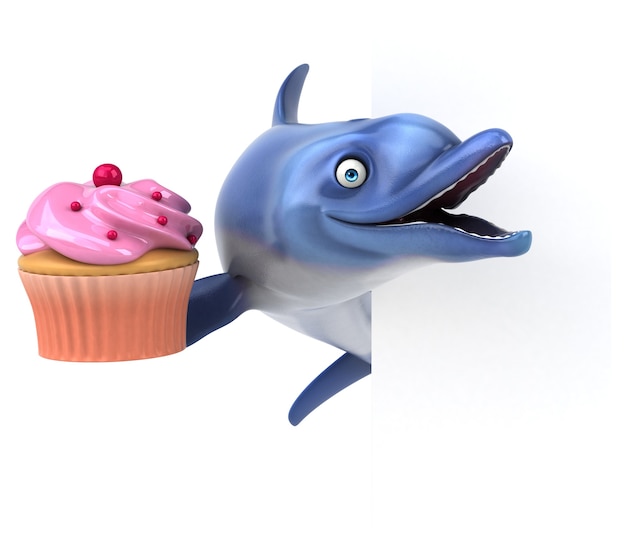 Бесплатное фото Забавный дельфин - 3d иллюстрации