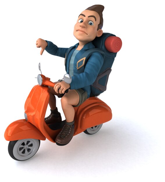 Fun illustration of a 3D cartoon backpacker