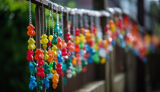 Fun outdoor summer necklace with colorful beads generated by AI