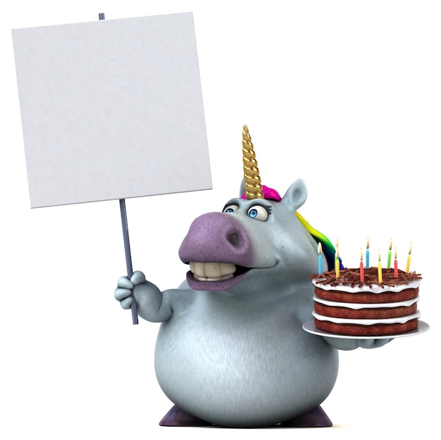 Fun unicorn - 3d illustration Premium Photo