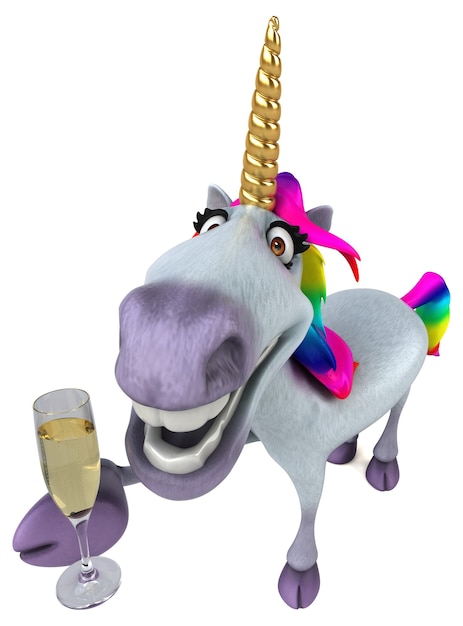 Fun unicorn 3D Illustration