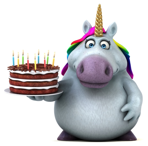 Fun unicorn - 3d illustration Premium Photo