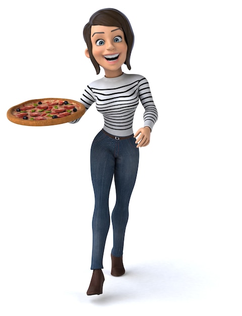 Funny 3D cartoon casual character woman