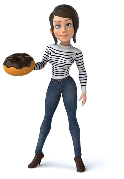 Funny 3D cartoon casual character woman