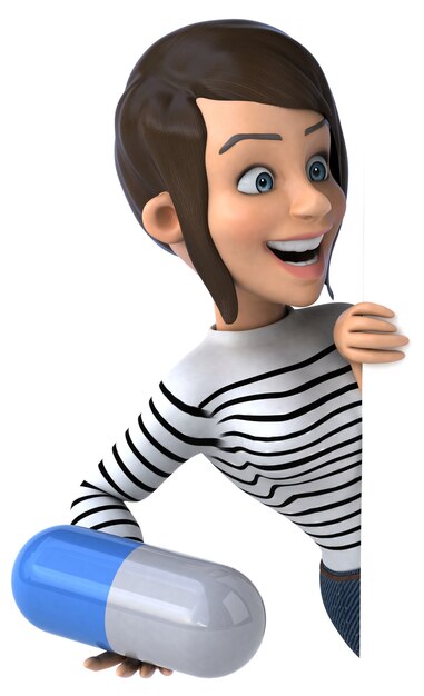 Funny 3D cartoon casual character woman