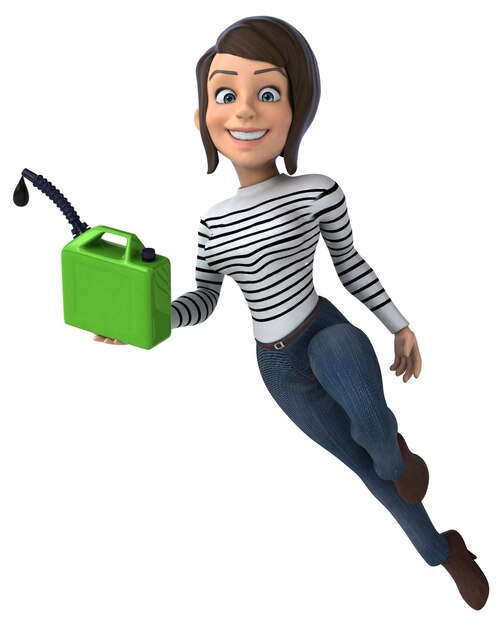 Funny 3D cartoon casual character woman